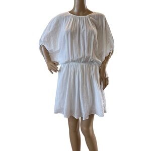 Aerie mini dress open back elasticized waist dolman sleeves lined